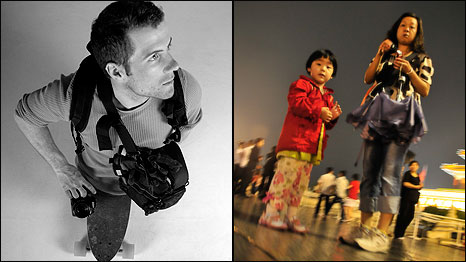 Kevin Connolly (left); people staring at Kevin (right)