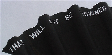 Detail of writing on Maggi Hambling's Scallop
