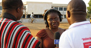 Uduak Amimo interviewing candidates in Keta