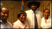 The BBC African Service team with vice president of Sudan, Salva Kiir Mayardit
