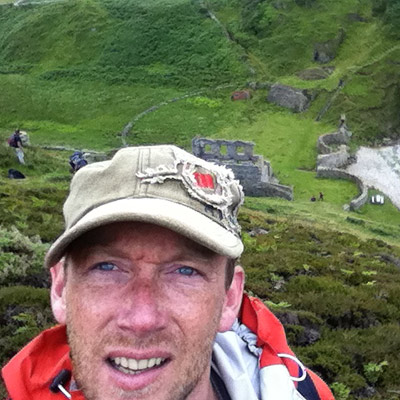 Catching my breath after a steep climb up above Porth Llanliieiana towards the watch tower.