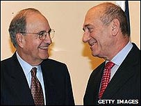 George Mitchell e Ehud Olmert em Jerusalém