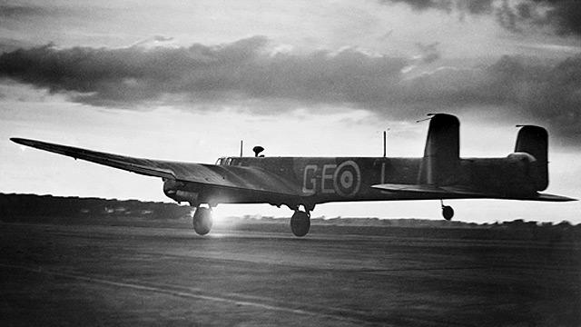 A fateful picture of an Armstrong Whitworth Whitley taking off for a night sortie in June 1940. It later went missing during a raid on Germany on 17/18 of that month. RAF Bomber Command had an exceptionally high casualty rate, as did the Luftwaffe bomber crews. 