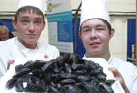 Llandrillo College chefs cooking mussels