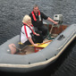Ship ahoy! Clifford and his daughter in their dingy on Strangford Lough