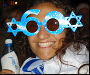 One of the revellers at celebrations for Israel's anniversary