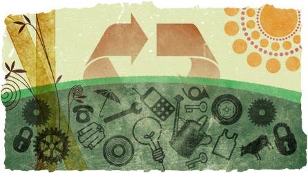 Illustration showing waste and recyclable material