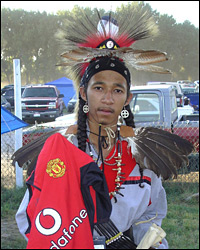 Oglala warrior with Manchester United shirt