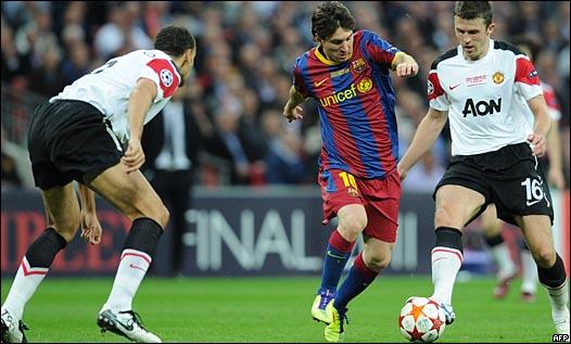 Messi en acción durante la final de la Liga de Campeones de 2011