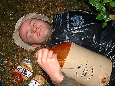 Steve has a bit too much cider!