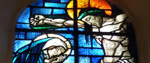 Stained glass window - Jesus on cross