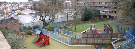 A playground in a council estate in London