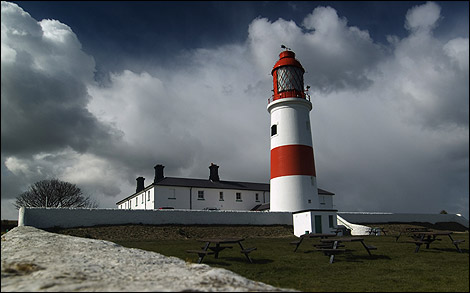 Souter lighthouse just before a hailstone downpour