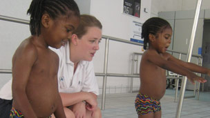 Sarah Roberts in the swimming pool