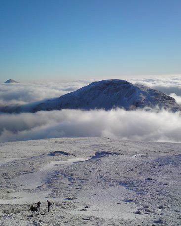 Thick windblown ice on a trig point