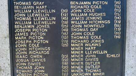 Close up of the Garden Pit Memorial