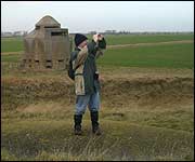 Raymond keeps a look-out for any advancing foes