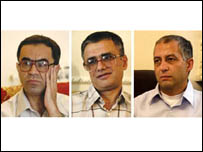 از راست: هدی صابر، تقی رحمانی و رضا عليجانی