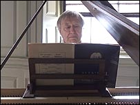 Keith Jackson playing the harpsichord