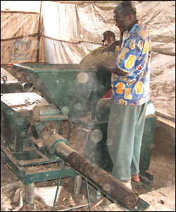 compressing the ground waste