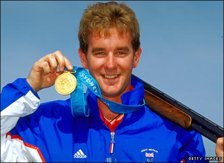 Shooting star Richard Faulds with his double trap gold at the 2000 Games