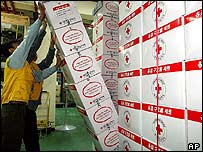 Kuzey Kore'ye gönderilen yardım kolileri