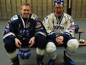 Jonny and Chris in ice hockey gear