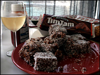 Lamingtons and wine