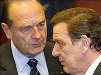 Jacques Chirac ve Gerhard Schröder