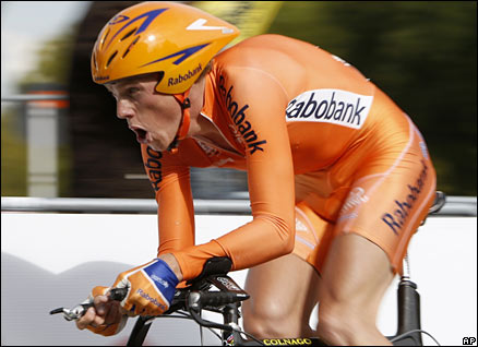 Lars Boom pedals to win the Men's U23 time trial at the UCI Road Cycling World Championships