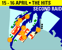 Map showing areas hit during the second raid