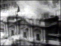 کاخ رياست جمهوری که در جريان کودتا ويران شد