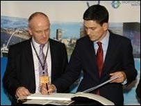 The South Shields MP and Foreign Secretary David Miliband signs the Book of Life at the Labour Party Conference in 2008