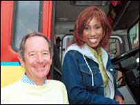 Michael Buerk on set of 999