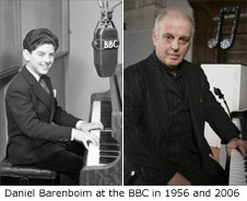 LEFT: Daniel Barenboim in 1956 for BBC Eastern Service, Hebrew Section; RIGHT: Daniel Barenboim in 2006 for BBC Reith Lectures