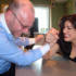 Guest presenter JODIE PRENGER found time to arm wrestle Paul's producer Malcolm. No prizes for guessing who won...
