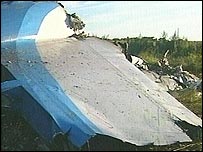 Destroço de um dos aviões russos