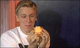 Pic: James Piercy holding some custard