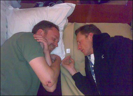 Ben Dirs (l) and Robin Hodgetts (r) hotel room floor, Paris
