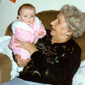 Bouncing baby - Sarah with her great-grandchild