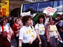 Women marching against pit closures