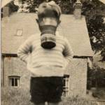 Alan Bateman wearing his gas mask.