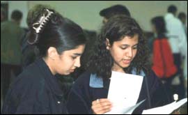 Students opening their results