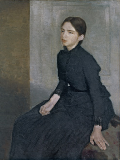 Vilhelm Hammershøi, Portrait of a Young Woman. The Artist's Sister Anna Hammershøi, 1885 Oil on canvas 112 x 91.5cm The Hirschsprung Collection, Copenhagen Photo © The Hirschsprung Collection, Copenhagen/DOWIC Fotografi