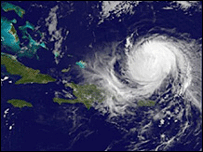 O furacão Ike em imagem de satélite