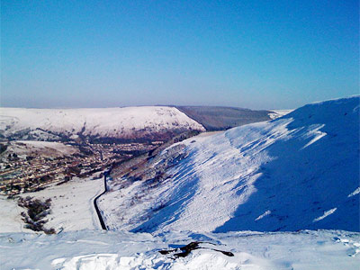 Bwlch looking down into the Rhondda Valley. Image by Joel Thurston.