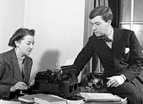 Etienne Amyot, Planner for the Third Programme, dictating to his secretary.