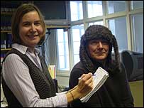 Ray and Alison and bear hat