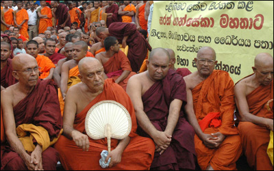 Buddhist monks have been calling on the president to release Mr Fonseka
