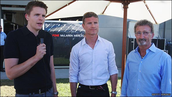 Jake alongside David Coulthard and Eddie Jordan